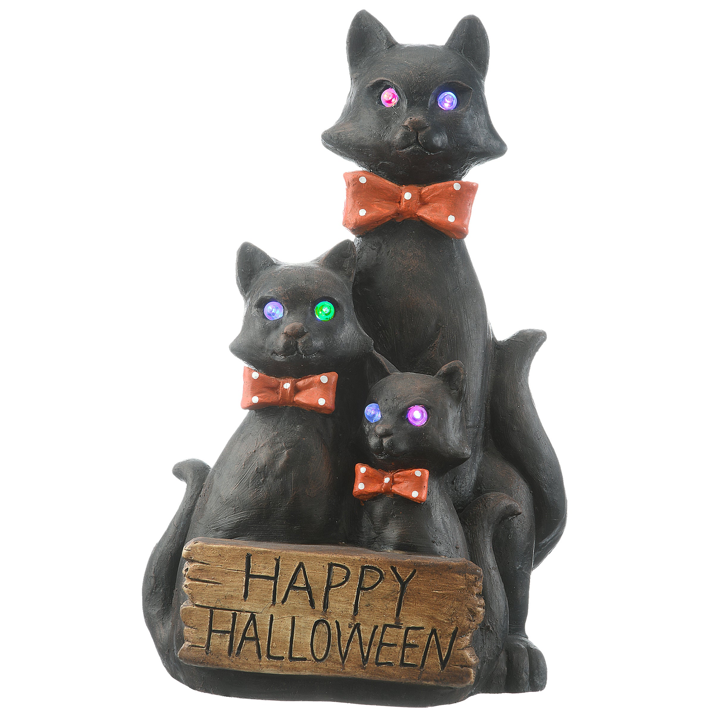 Halloween Happy Cat Trio, LED Lights, 21 Inches