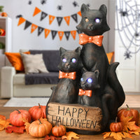 Halloween Happy Cat Trio, LED Lights, 21 Inches - National Tree Company