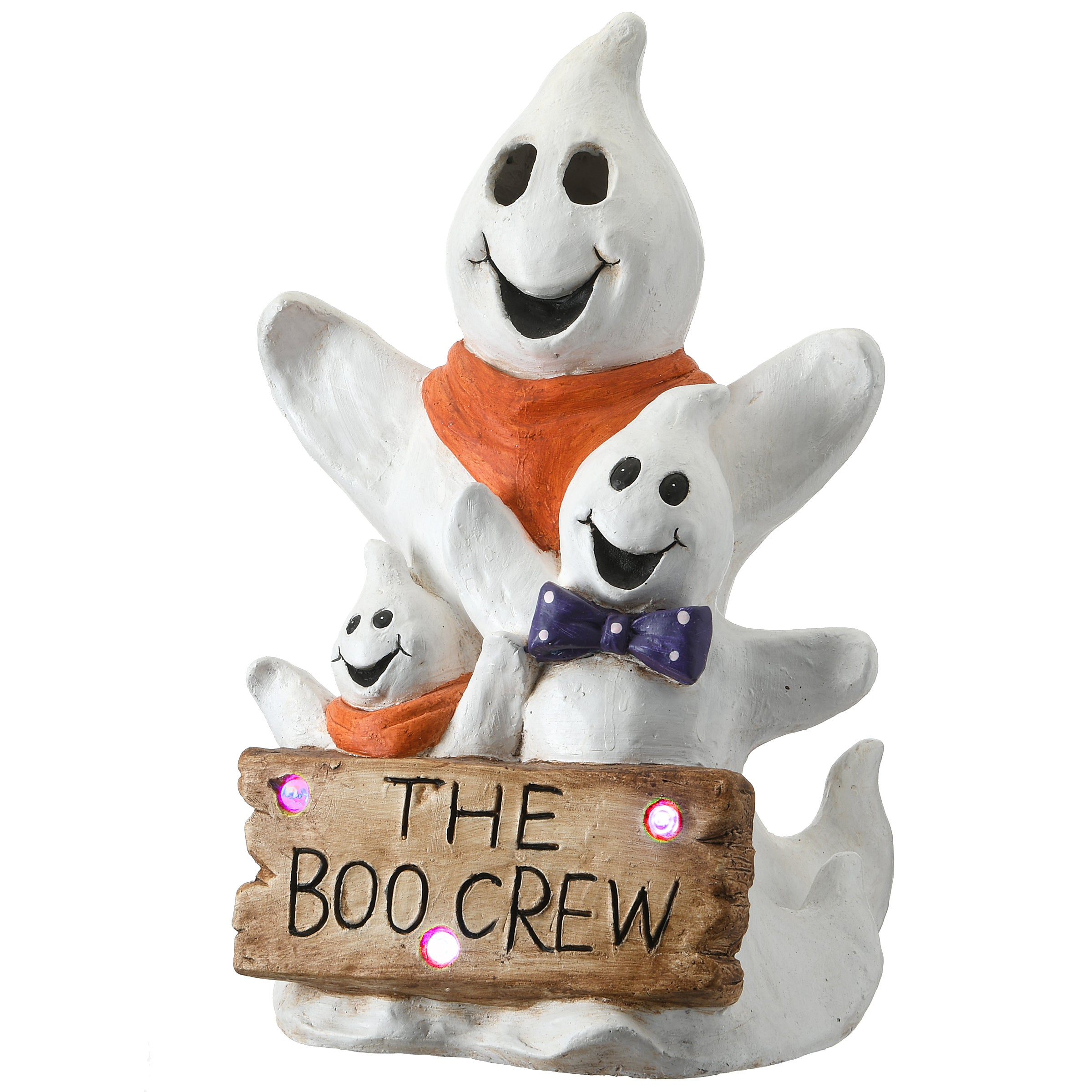 Halloween Pre-Lit Happy Ghost Trio, LED Lights, 21 Inches