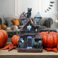 National Tree Company Pre-Lit Haunted House Decoration, LED Lights, Halloween Collection, 7 Inches - National Tree Company