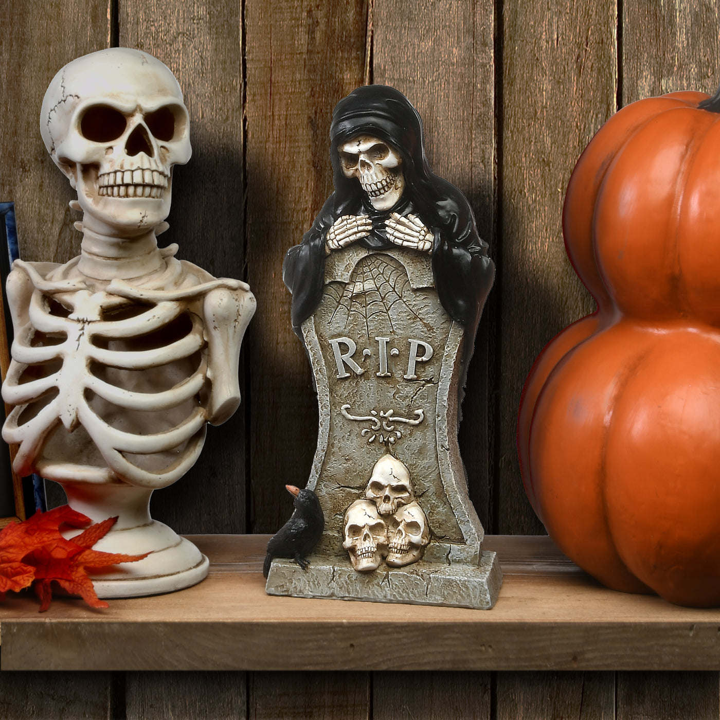 Halloween Skeleton Behind a Tombstone Decoration, 12 Inches - National Tree Company