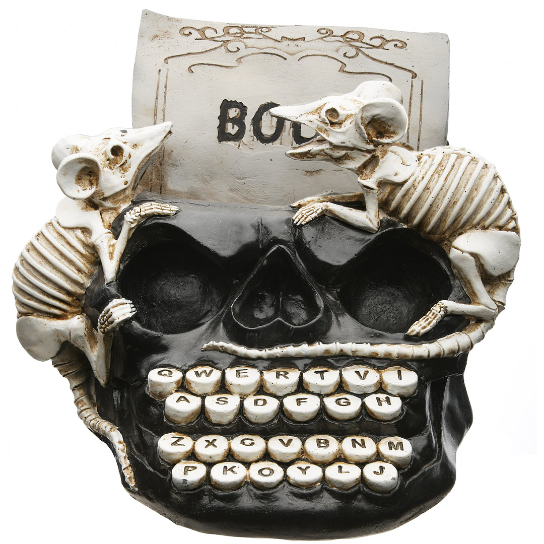 National Tree Company Skull Shaped Typewriter Decoration, Halloween Collection, 8 Inches