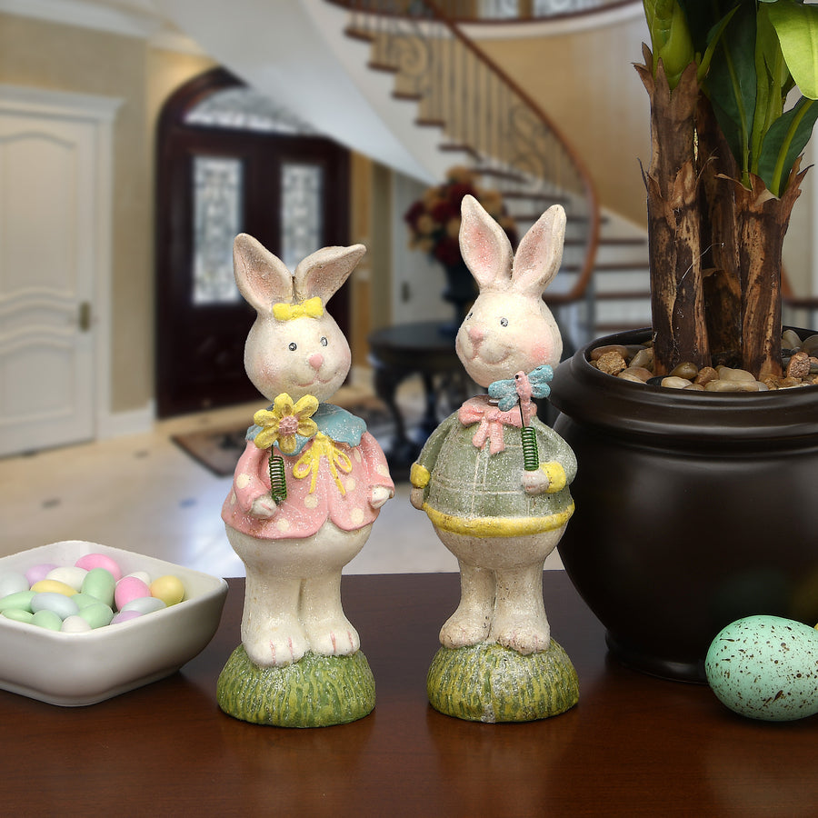 8 in. Easter Mr. & Mrs. Rabbit Couple Table Decoration