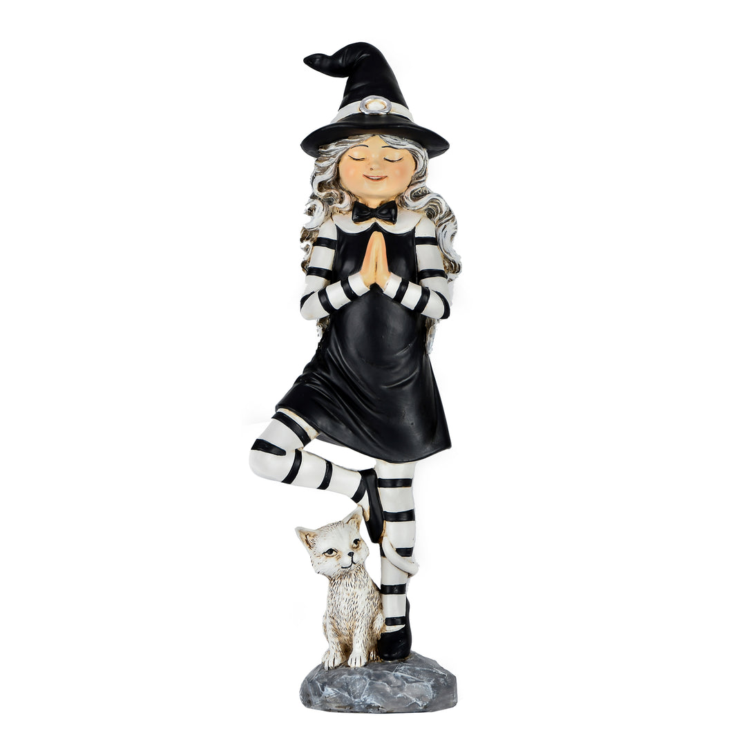 Halloween Tabletop Decoration, Black,Witch in a Yoga Pose, 9 Inches