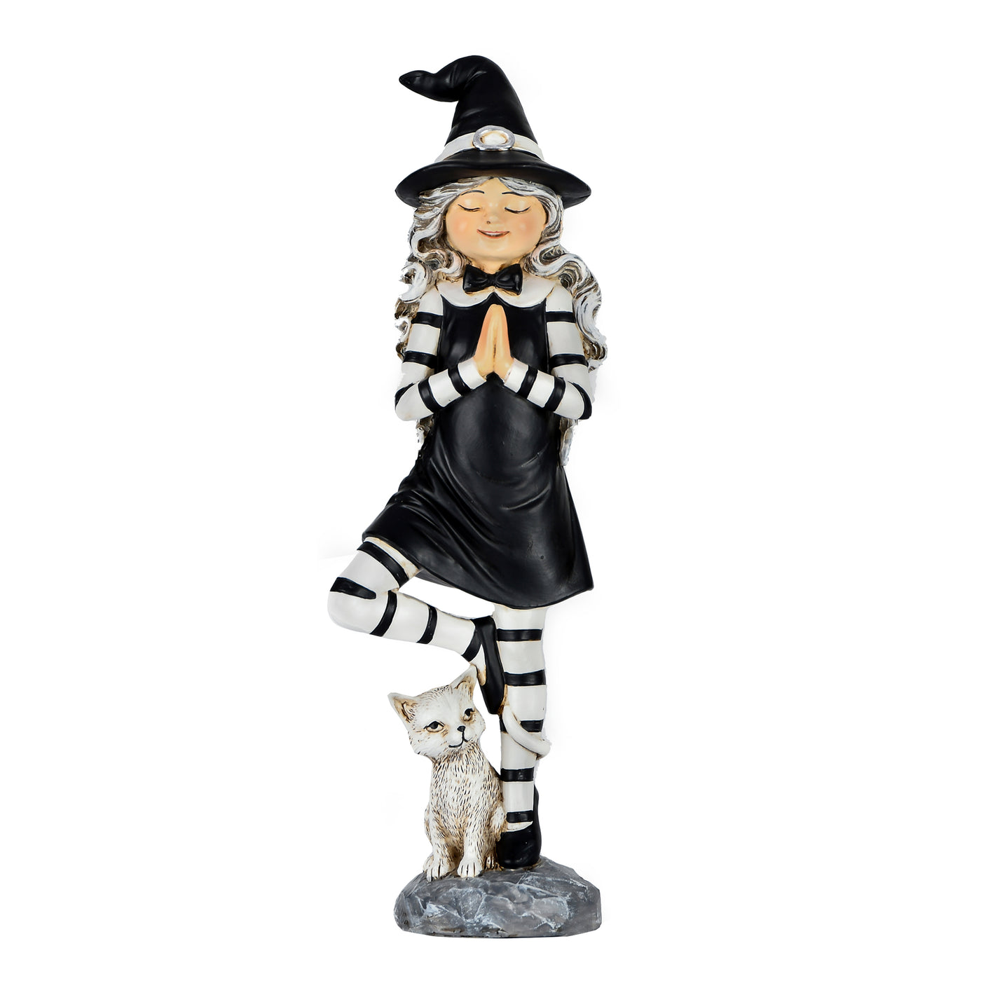 Halloween Tabletop Decoration, Black,Witch in a Yoga Pose, 9 Inches - National Tree Company