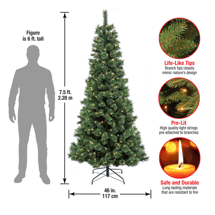 7.5 ft. Pre-Lit Pilchuck Pine Tree with LED Lights