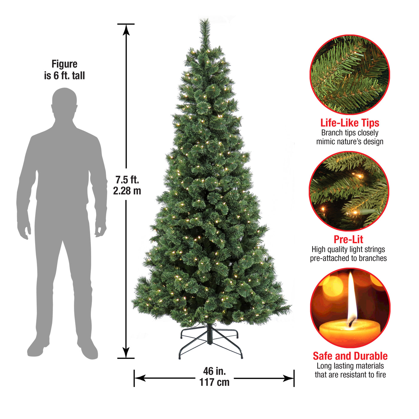 7.5 ft. Pre-Lit Pilchuck Pine Tree with LED Lights - National Tree Company