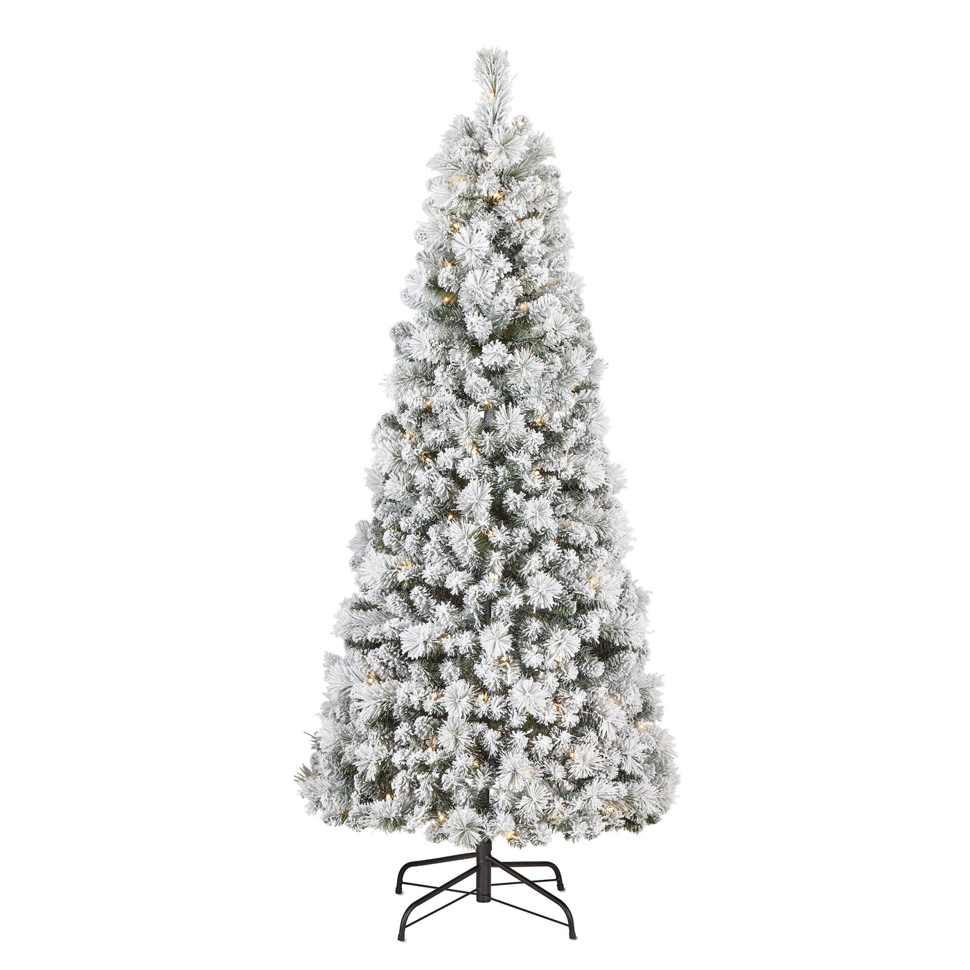 6 ft. Pre-Lit Pop-Up Snowy Pinewick Jinglepop Flocked Artificial Christmas Tree with Warm white LED Lights - National Tree Company