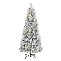 6 ft. Pre-Lit Pop-Up Snowy Pinewick Jinglepop Flocked Artificial Christmas Tree with Warm white LED Lights - National Tree Company