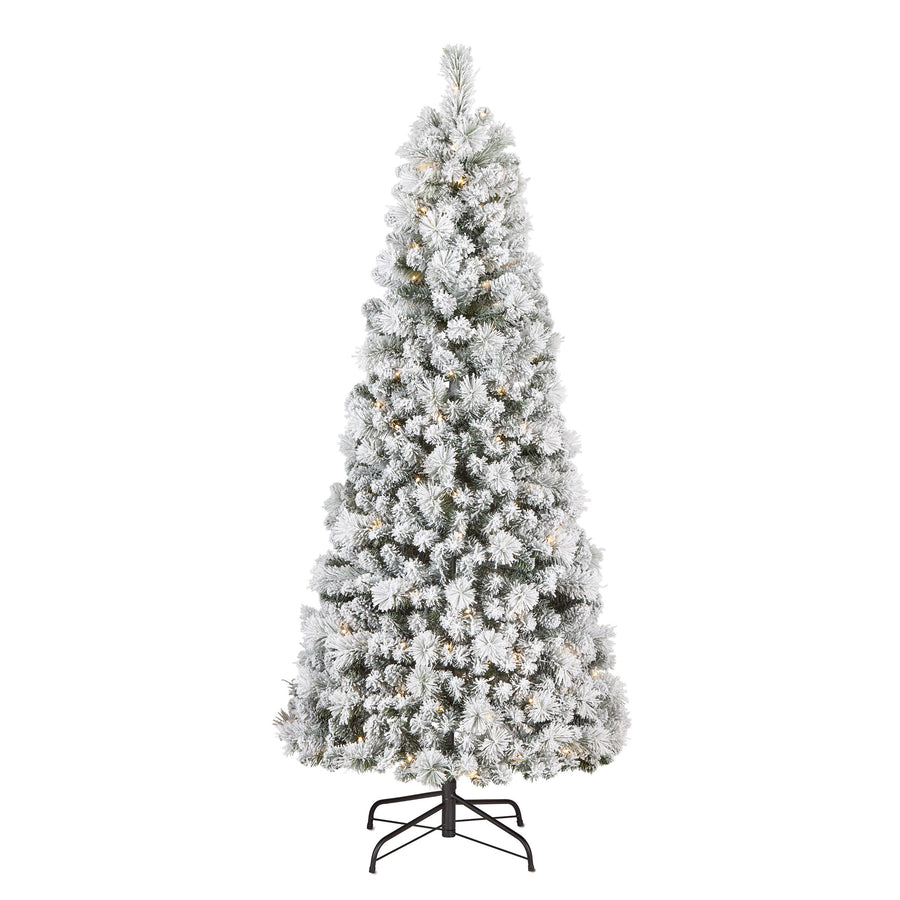 6 ft. Pre-Lit Pop-Up Snowy Pinewick Jinglepop Flocked Tree with Warm white LED Lights - National Tree Company