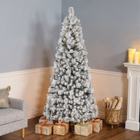 6 ft. Pre-Lit Pop-Up Snowy Pinewick Jinglepop Flocked Artificial Christmas Tree with Warm white LED Lights - National Tree Company