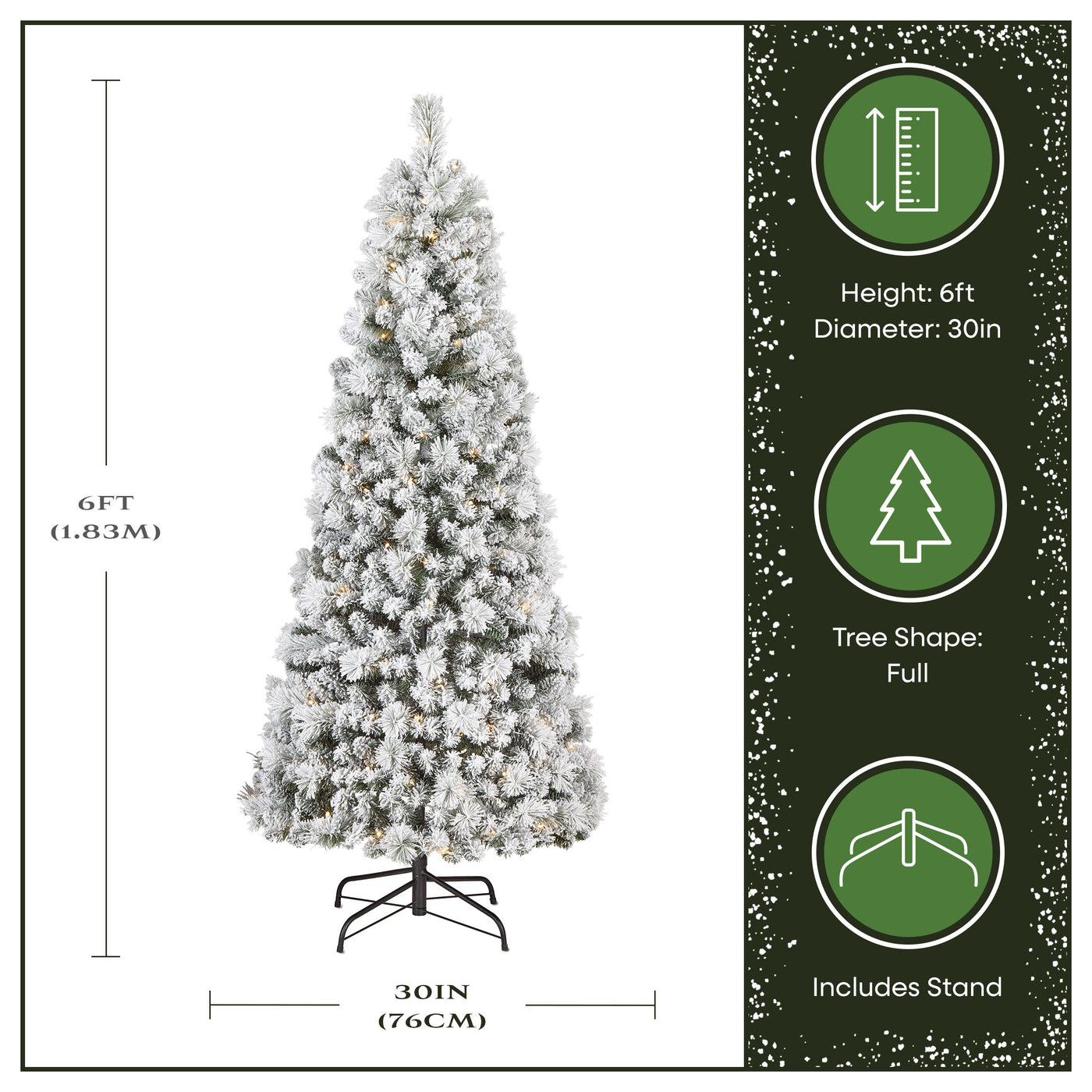 6 ft. Pre-Lit Pop-Up Snowy Pinewick Jinglepop Flocked Artificial Christmas Tree with Warm white LED Lights - National Tree Company