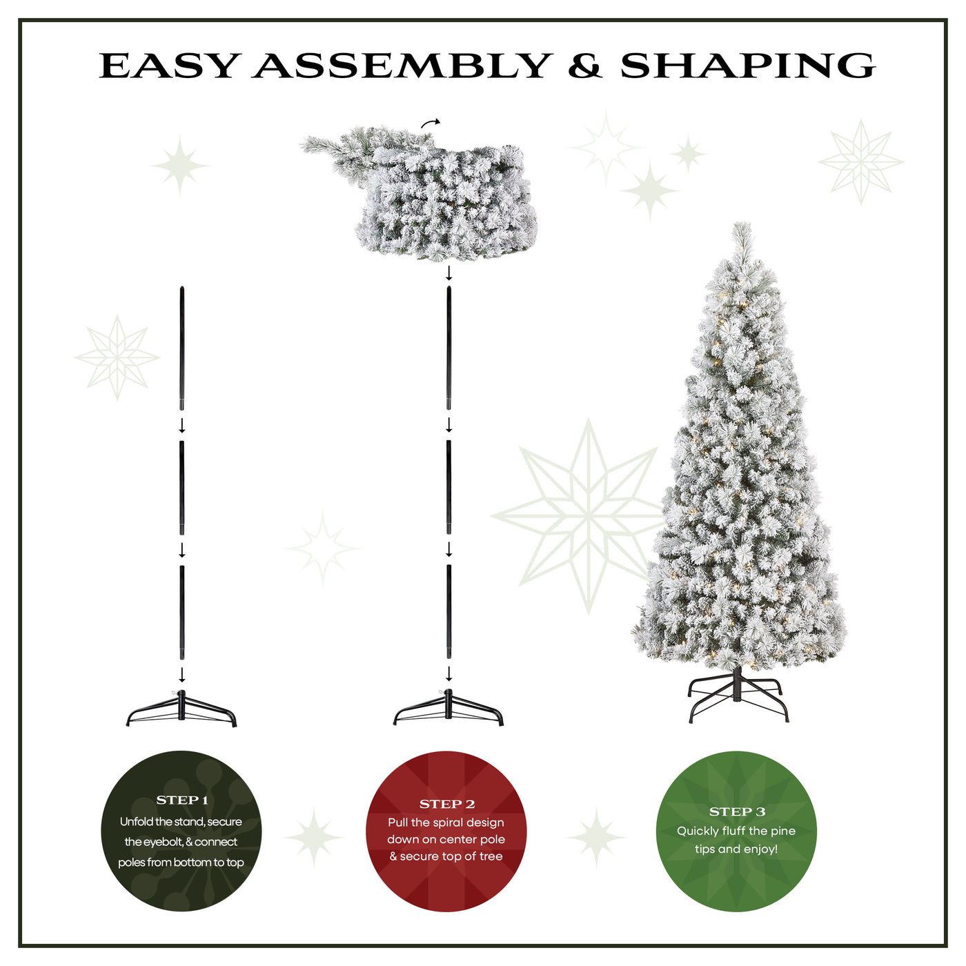 6 ft. Pre-Lit Pop-Up Snowy Pinewick Jinglepop Flocked Artificial Christmas Tree with Warm white LED Lights - National Tree Company