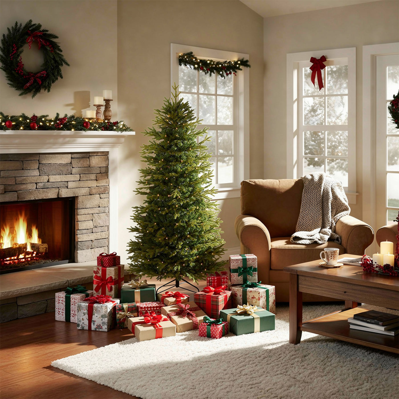 6 ft. Pre-Lit Pop-Up Everly Jinglepop Artificial Christmas Tree with Warm White LED Lights - National Tree Company