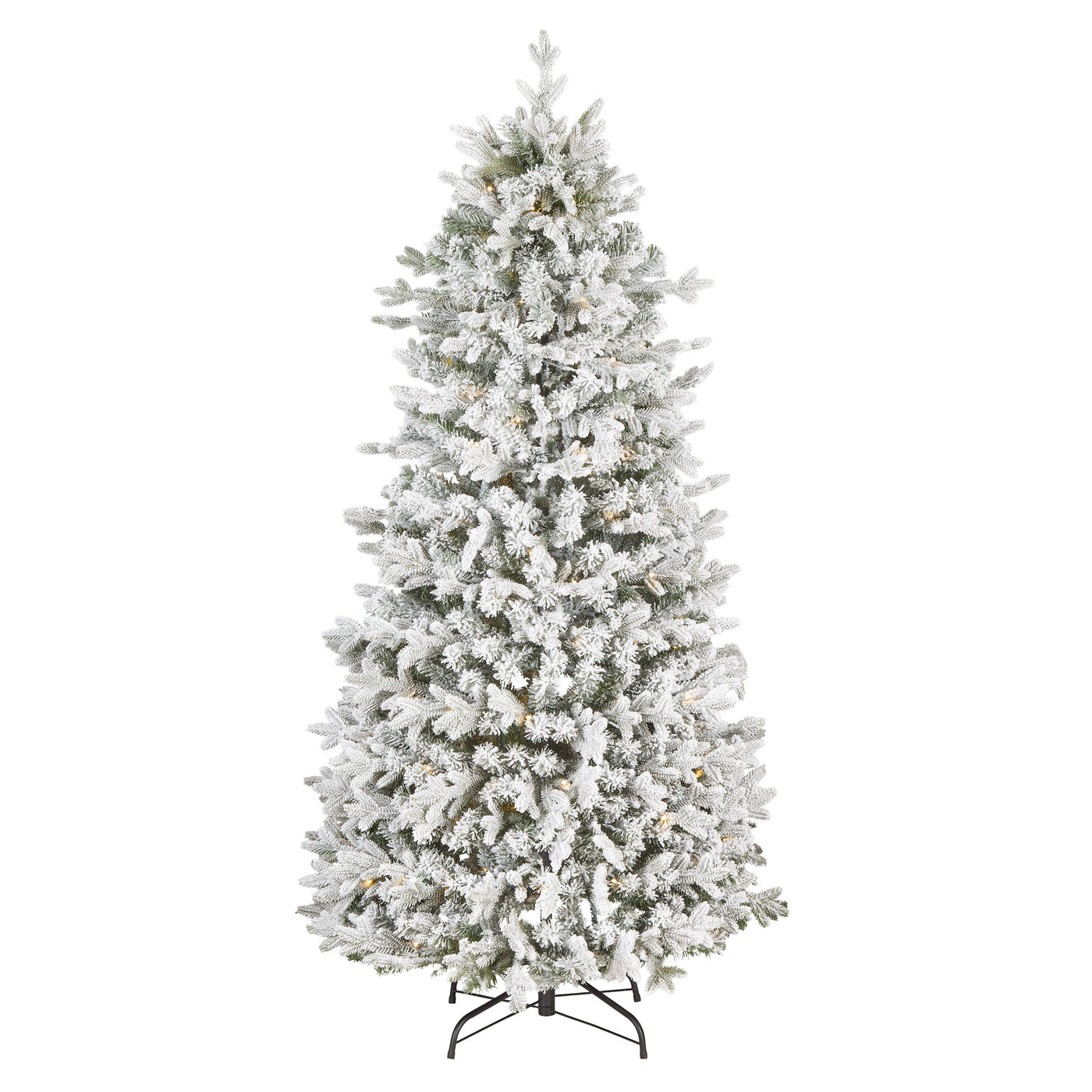 6 ft. Pre-Lit Pop-Up Frosted Everly Jinglepop Flocked Artificial Christmas Tree with Warm White LED Lights - National Tree Company