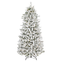 6 ft. Pre-Lit Pop-Up Frosted Everly Jinglepop Flocked Artificial Christmas Tree with Warm White LED Lights - National Tree Company