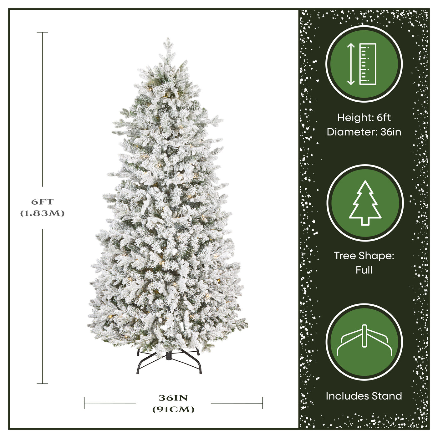 6 ft. Pre-Lit Pop-Up Frosted Everly Jinglepop Flocked Artificial Christmas Tree with Warm White LED Lights - National Tree Company