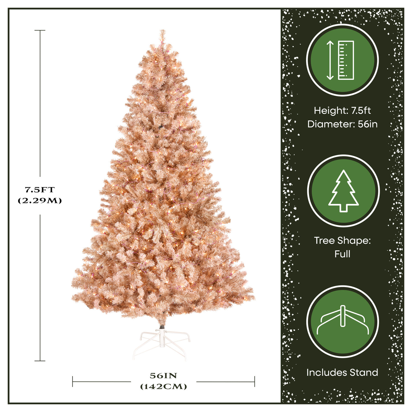 7.5 ft Pre-Lit Pink Flocked Full Artificial Christmas Tree with Clear Lights - National Tree Company