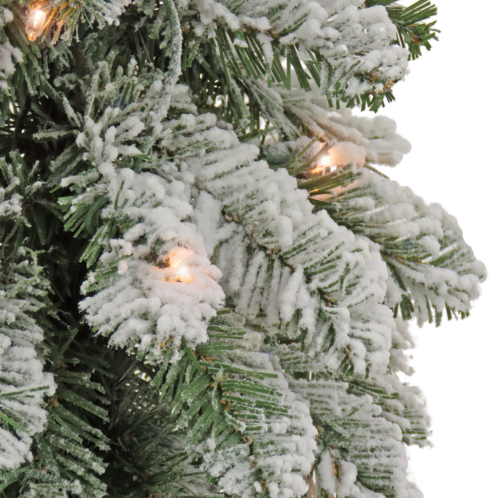 4 ft. Snowy Downswept Forestree with Clear Lights