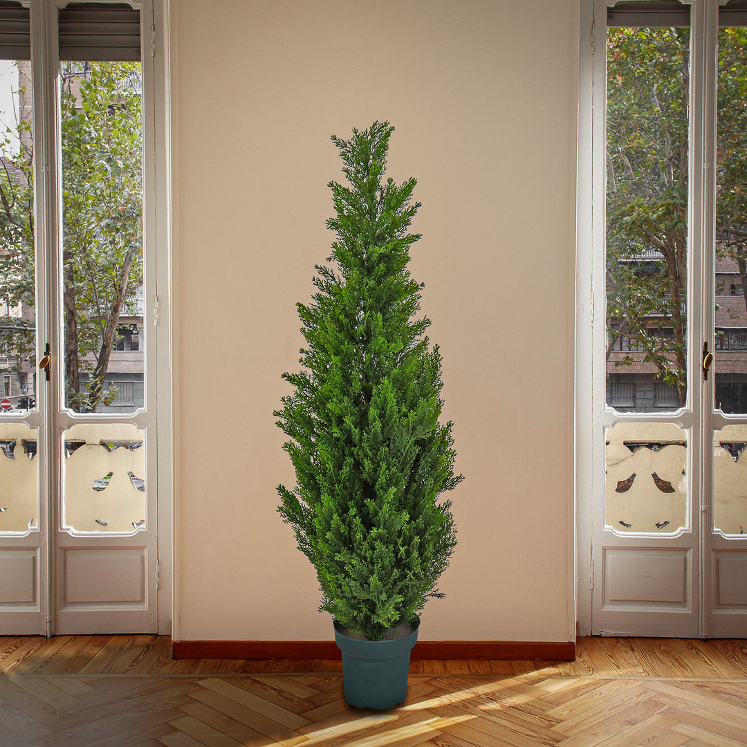 Artificial Tree Decoration, Cedar, Includes Green Pot Base, Spring Collection, 50 Inches
