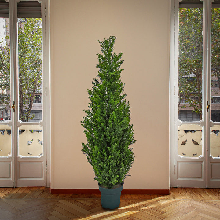 Artificial Tree Decoration, Cedar, Includes Green Pot Base, Spring Collection, 50 Inches