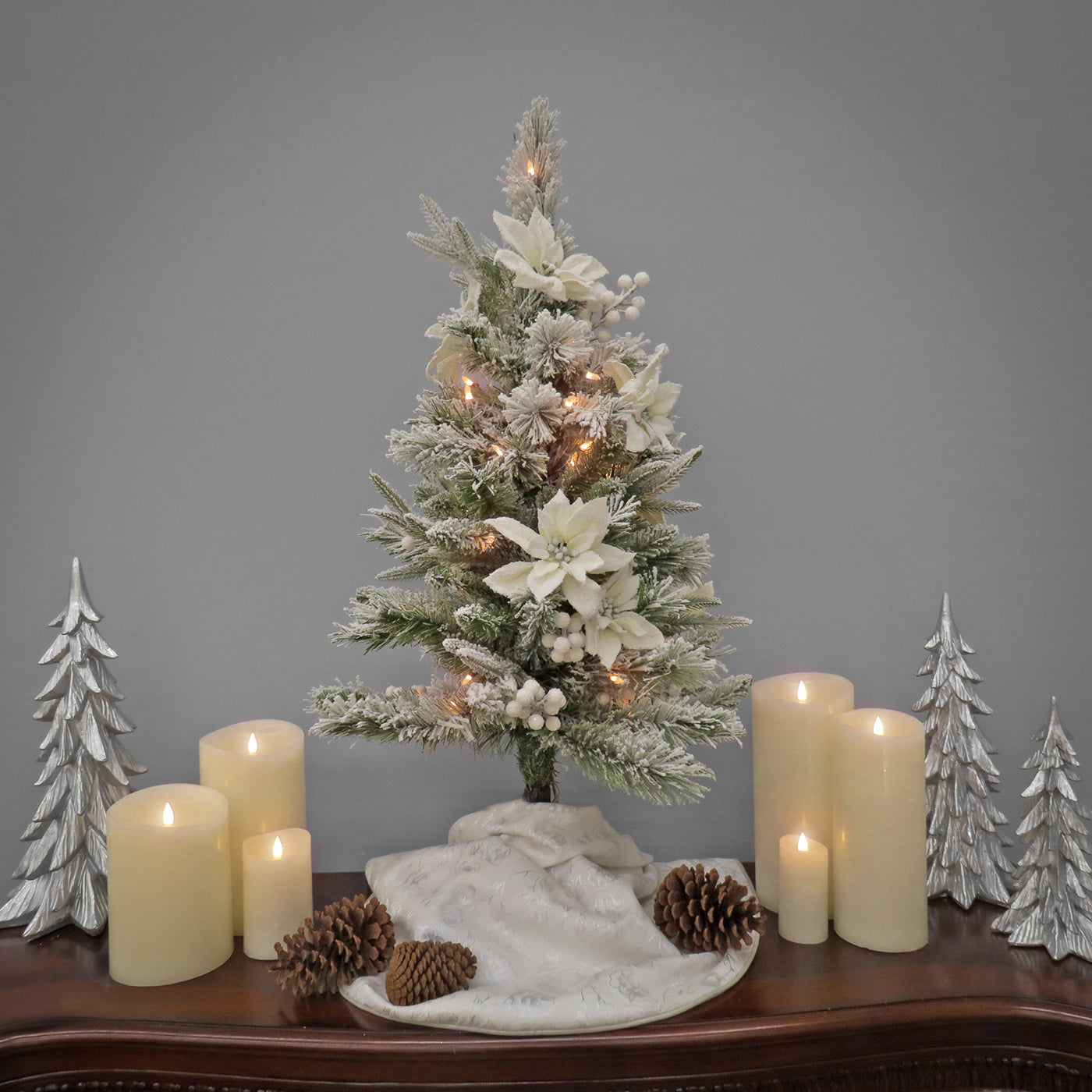 3 ft. Pre-Lit Frosted Colonial Slim Tree with Clear Lights - National Tree Company