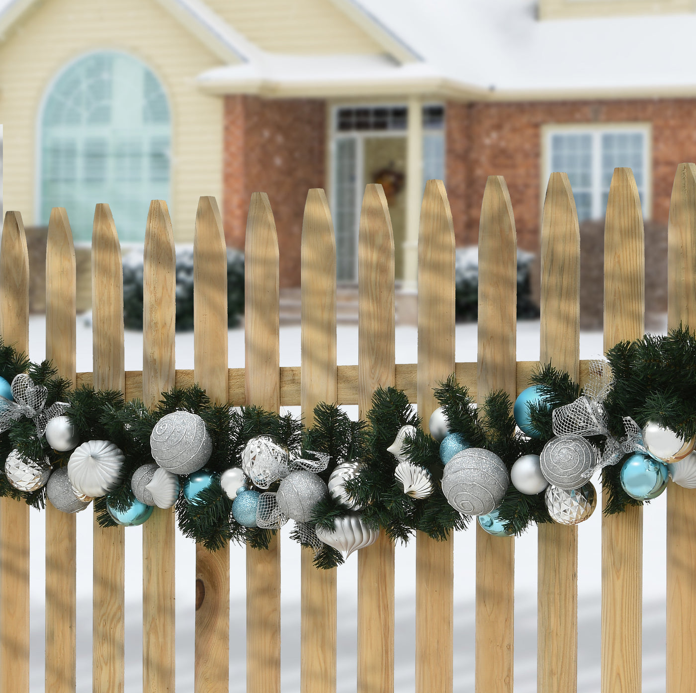 6 ft. Evergreen Silver and Blue Ornament Garland - National Tree Company