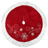 48 in. Scrolled Red and White Tree Skirt - National Tree Company