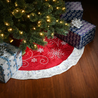 48 in. Scrolled Red and White Tree Skirt - National Tree Company