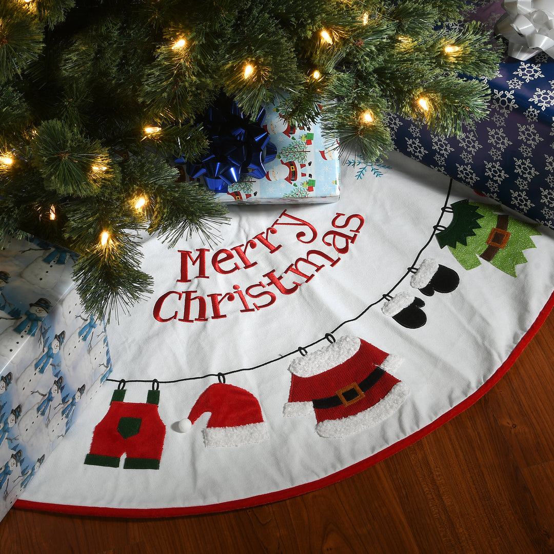 48" White “Merry Christmas" Tree Skirt