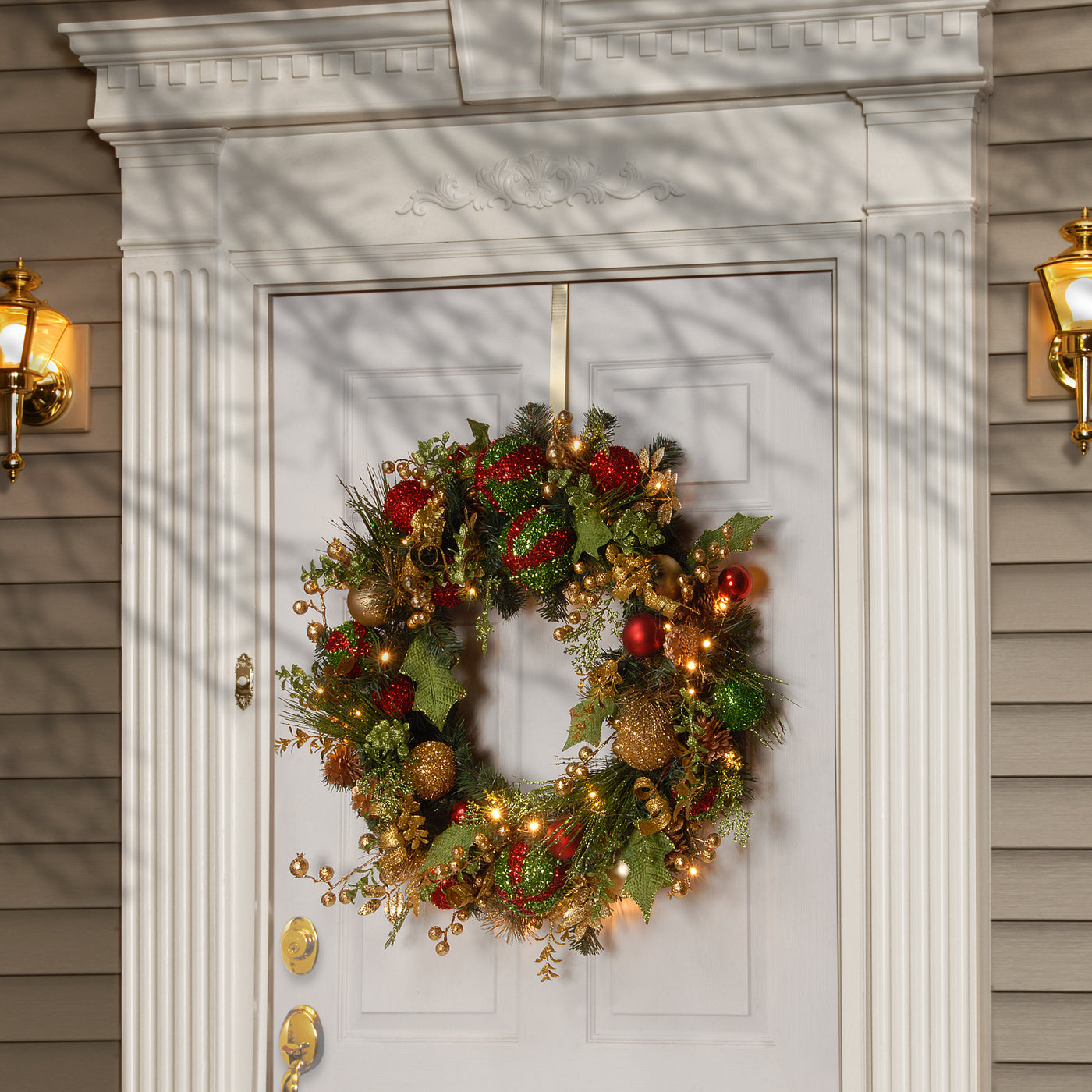 30 in. Pre-Lit Decorated Wreath with LED Lights - National Tree Company