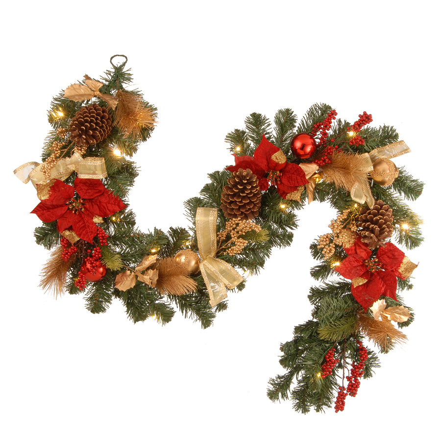 9 ft. Pre-Lit Christmas Collection Evergreen Decorated Garland - National Tree Company
