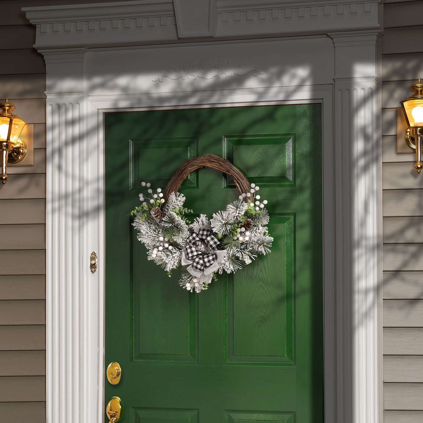 22 in. Snowy Christmas Wreath with Bow - National Tree Company