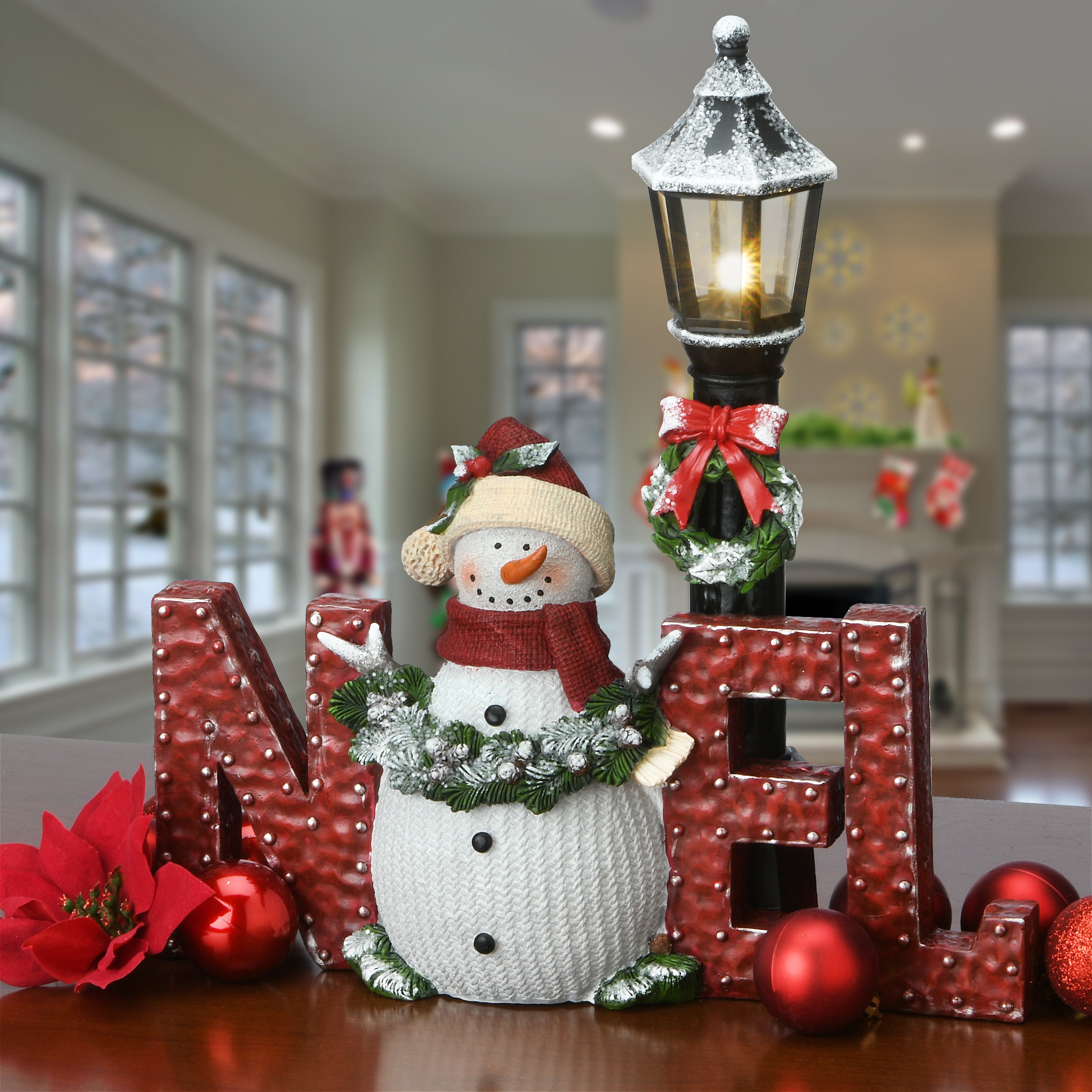 12 in. Snowman and Lamppost · National Tree Company