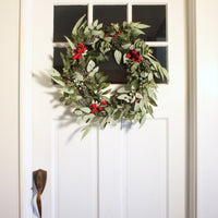 24 in. Christmas Eucalyptus and Berry Wreath - National Tree Company