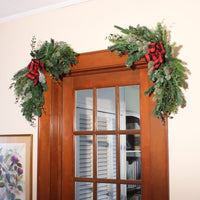 24 in. Mixed Pine and Bow Christmas Corner Swags - National Tree Company