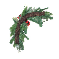 24 in. Mixed Pine and Bow Christmas Corner Swags - National Tree Company