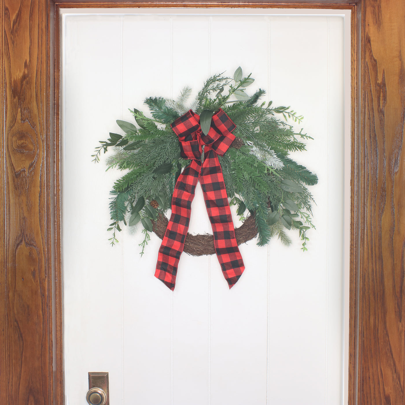 22 in.  Mixed Pine and Bow Decorated Wreath - National Tree Company