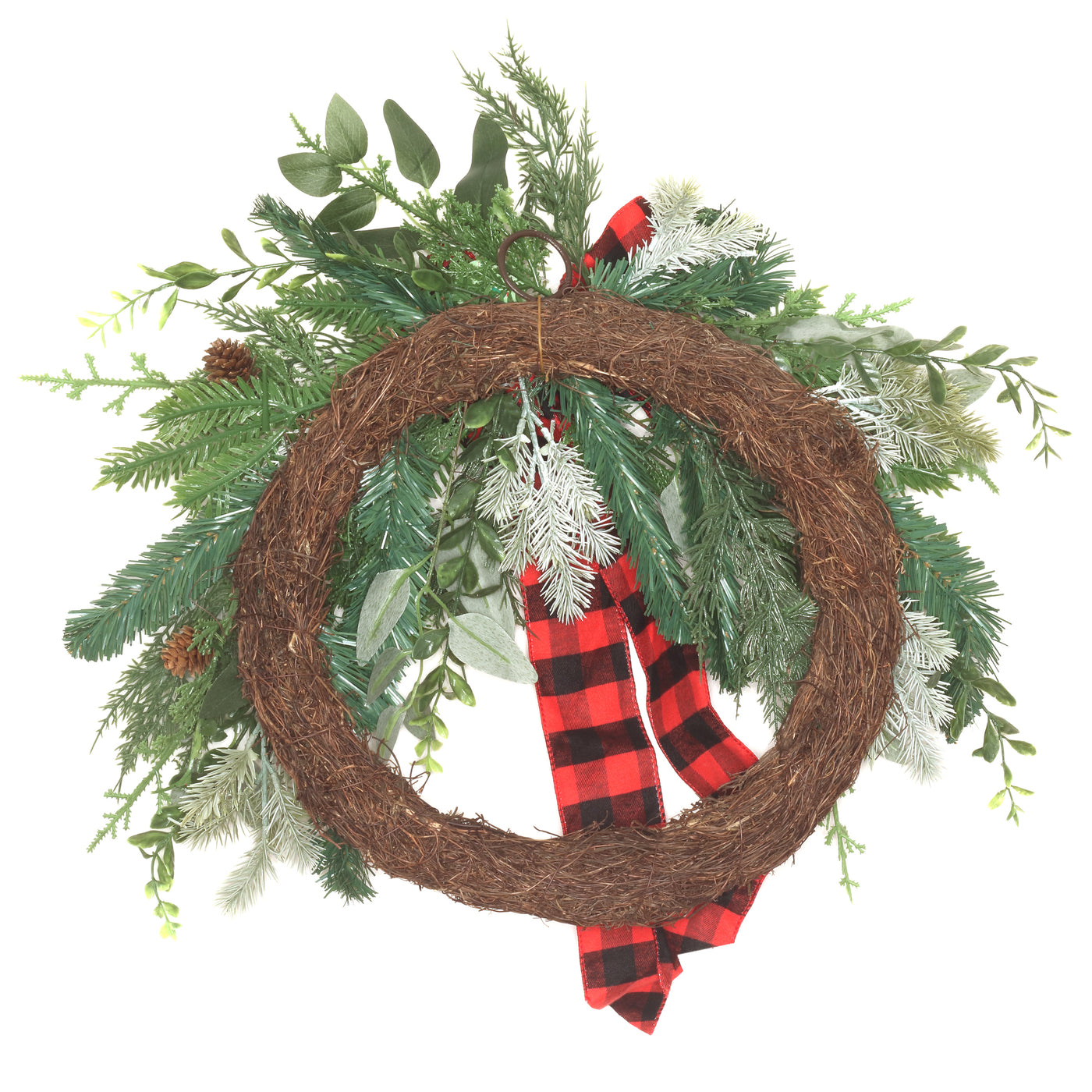 22 in.  Mixed Pine and Bow Decorated Wreath - National Tree Company