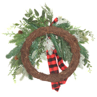 22 in.  Mixed Pine and Bow Decorated Wreath - National Tree Company