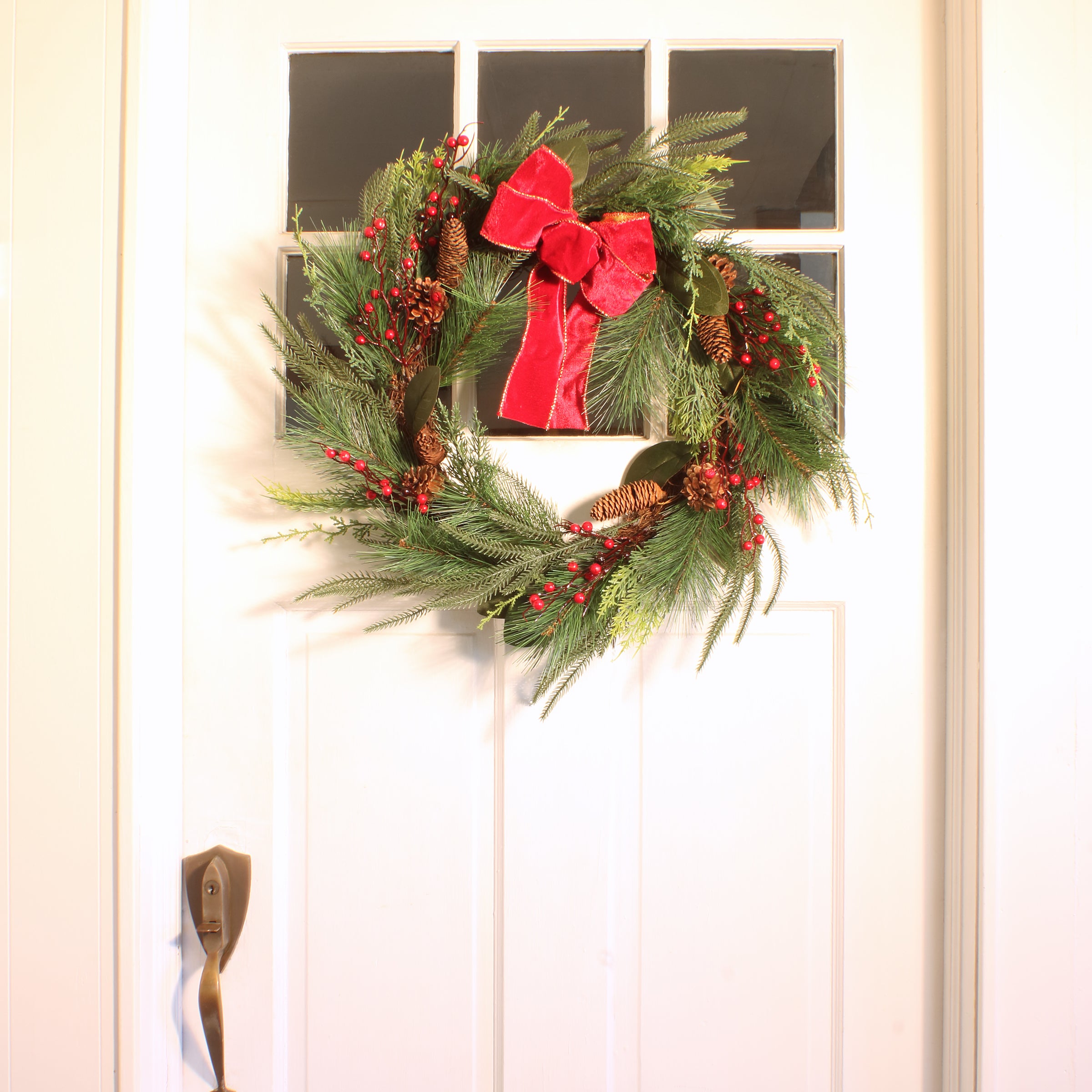 26 in. Christmas Mixed Pine Wreath with Red Bow · National Tree Company