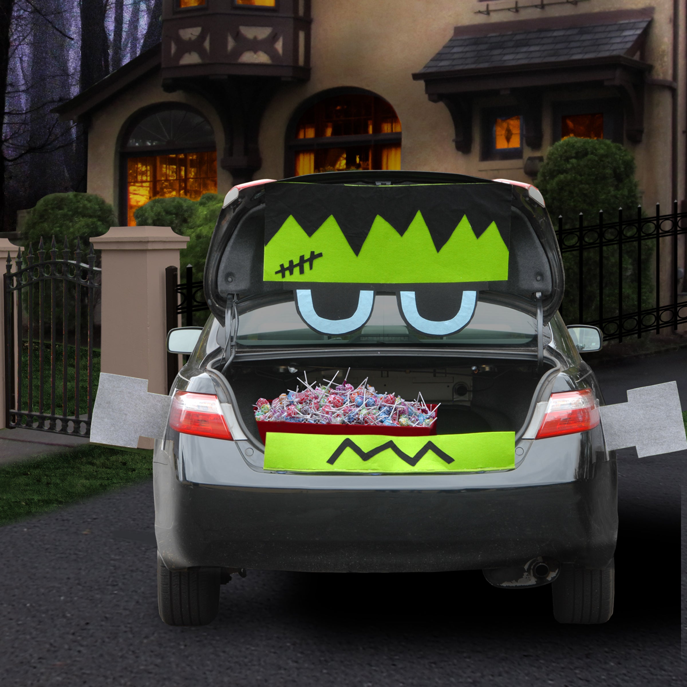 Halloween Tricky Trunk Car Decoration Kit, Frankenstein, 4-Piece Kit