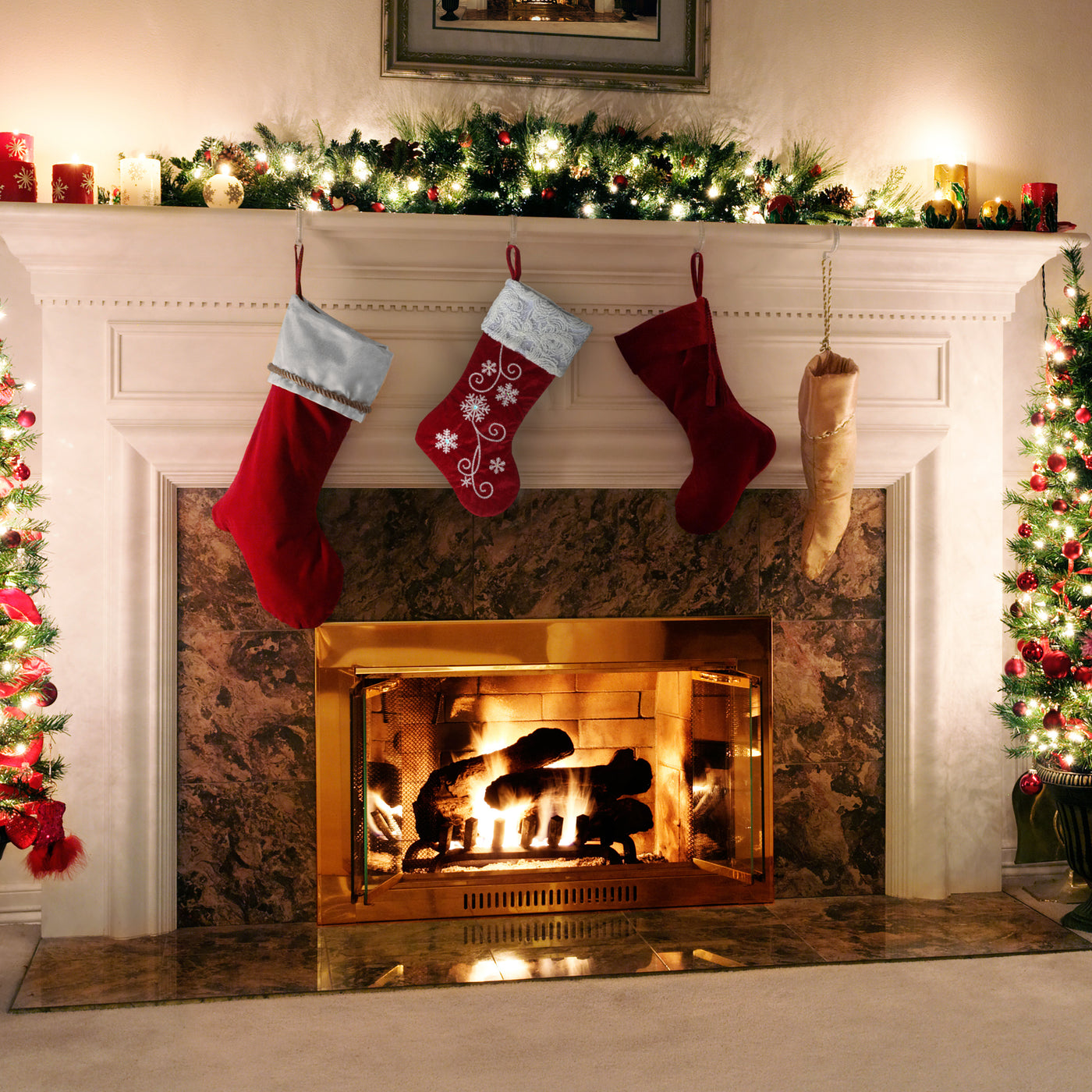 18" Red Christmas Stocking with Snowflakes - National Tree Company