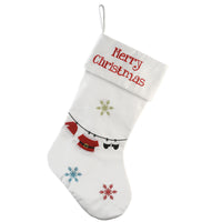 18 in. White Merry Christmas Stocking with Snowflakes - National Tree Company