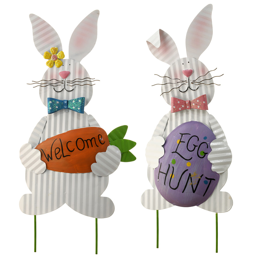 National Tree Company Set of Two Bunny Table Decorations, Multi, Easter Collection, 20 Inches - National Tree Company