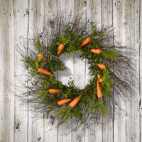 Carrots Artificial Wreath Decoration, Green, Easter Collection, 24 Inches - National Tree Company