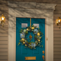 Artificial Spring Wreath, Decorated with Pastel Eggs, Berry Clusters, Hydrangea Blooms, Easter Collection, 18 Inches - National Tree Company