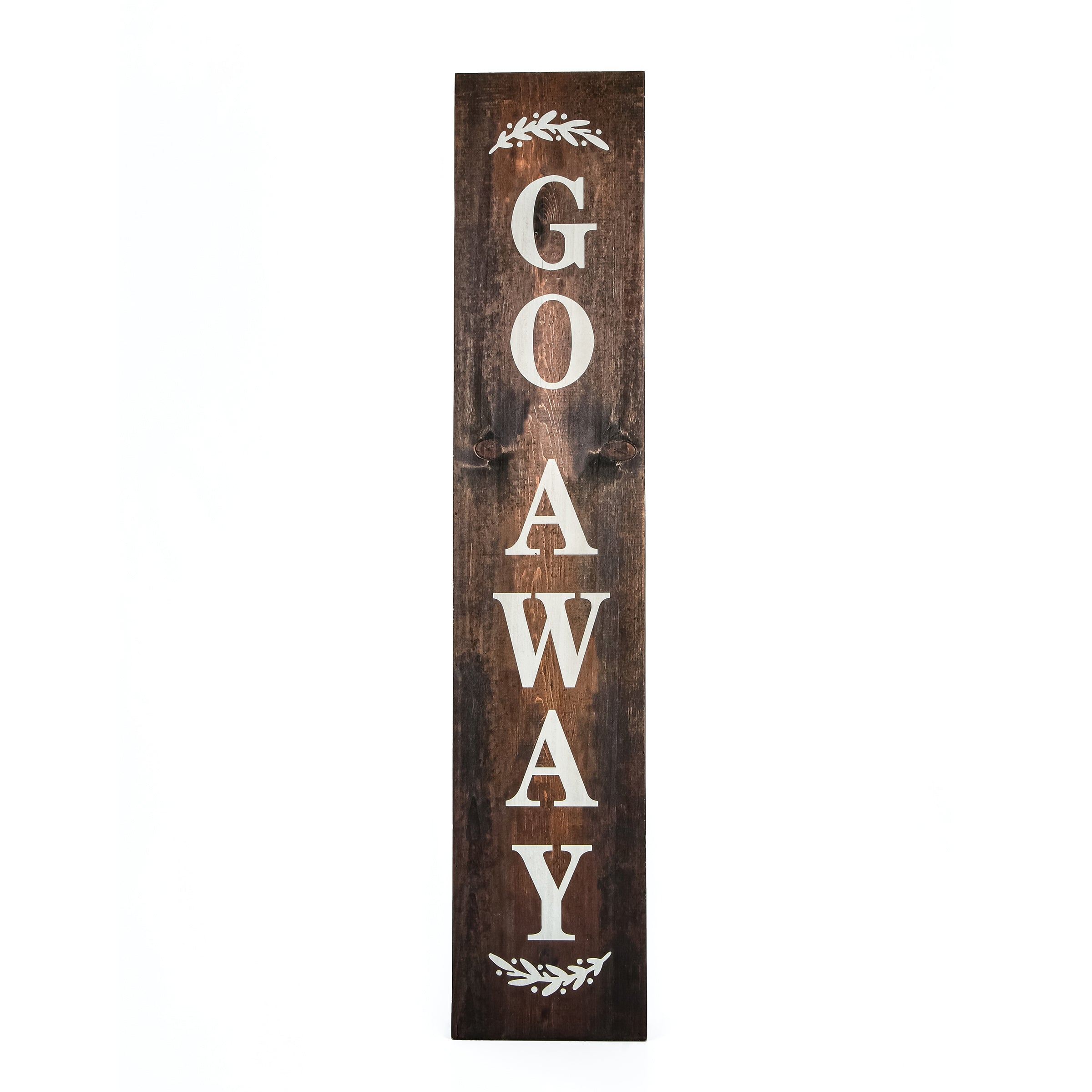 Halloween Hanging Porch Sign, Brown, 'Go Away', Wooden Construction, 39 Inches