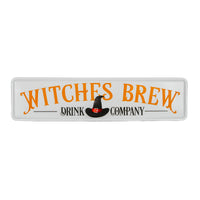 Halloween Hanging Wall Decoration, White, 'Witches Brew Drink Company', Metal Construction, 31 Inches - National Tree Company