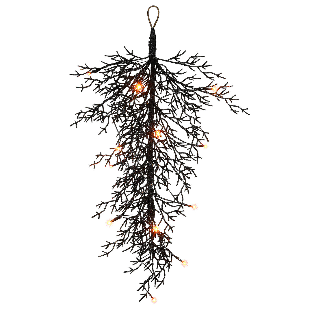 Halloween Pre-Lit Artificial Teardrop Decoration, Branches, LED Lights, 28 Inches